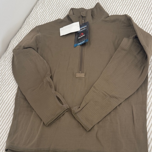 Men's Olive Green Half-Zip Shirt military - field  - brand new - Picture 1 of 5